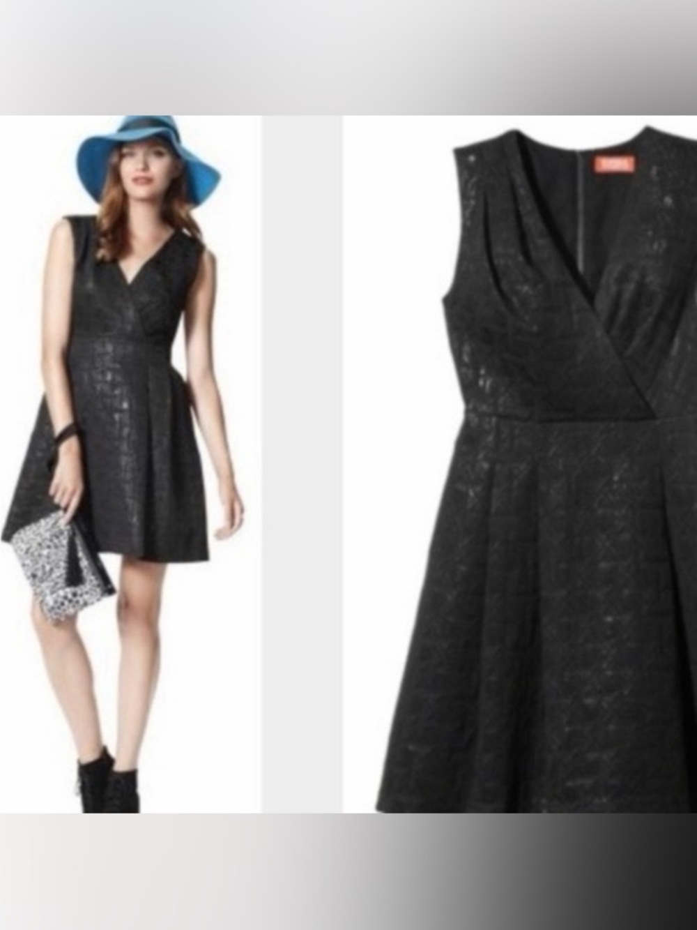 Kirna Zabete Black Textured V-Neck Mini Dress (14)